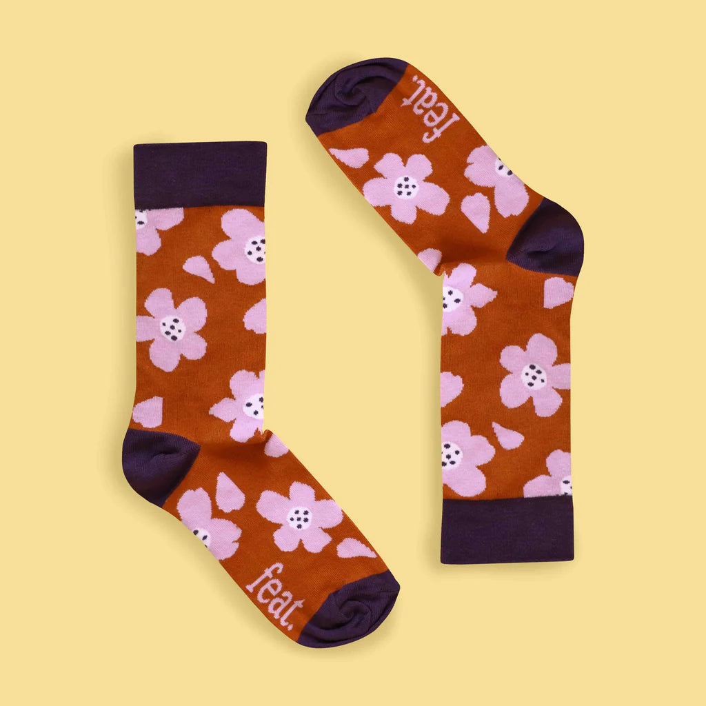 Ladies' 70s Floral Socks (assorted colours)