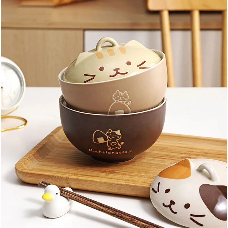Cat Ramen Bowl with Lid