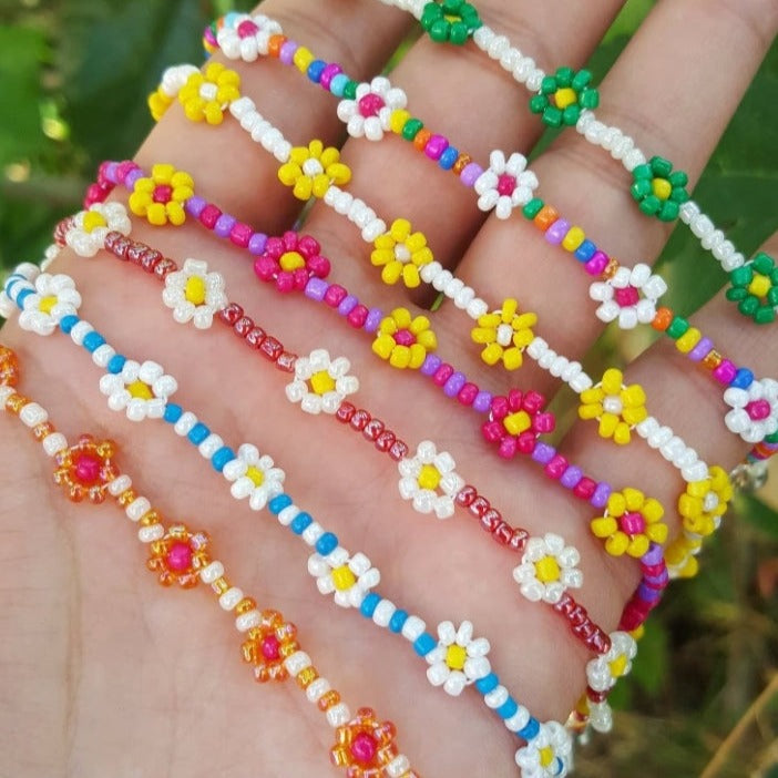 Seed Bead Daisy Chain Choker Necklace - Bead World