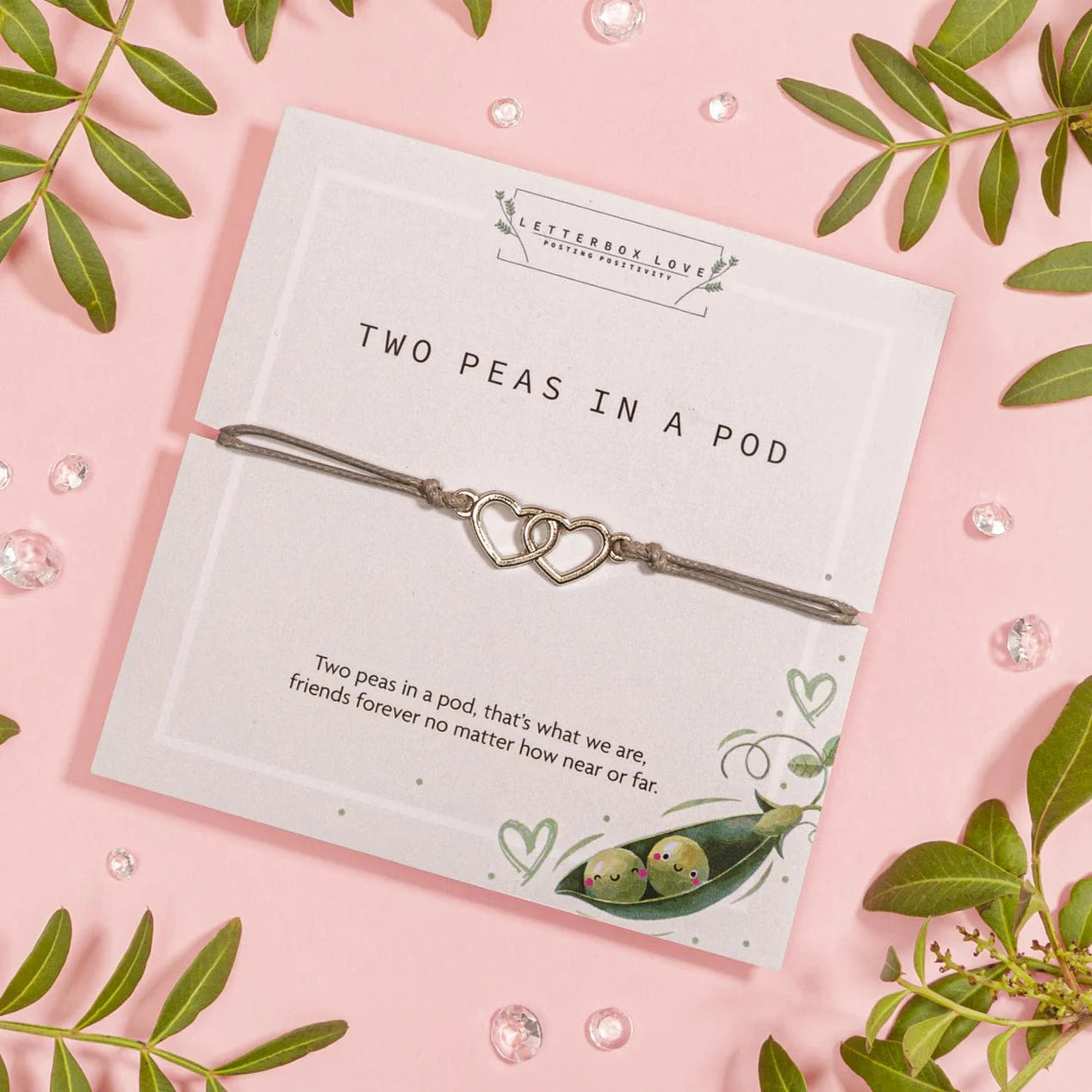 "Two Peas in a Pod" Friendship Bracelet and Card Set