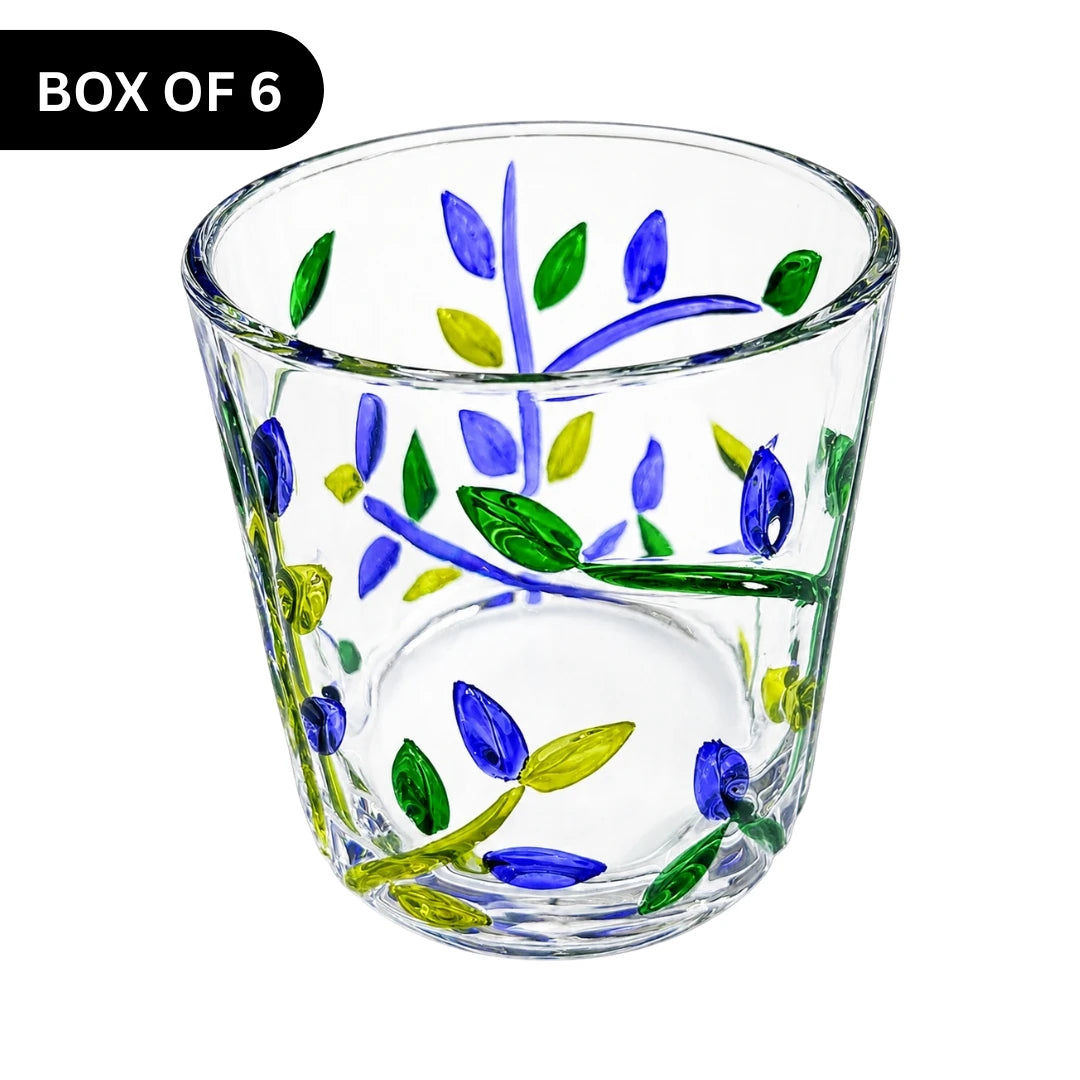 Lavender Floral Glass Tumblers (set of 6 - assorted sizes)
