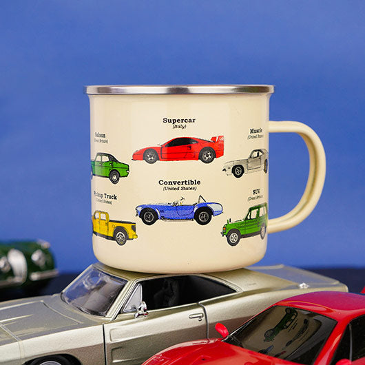 Enamel Mug with Car Design