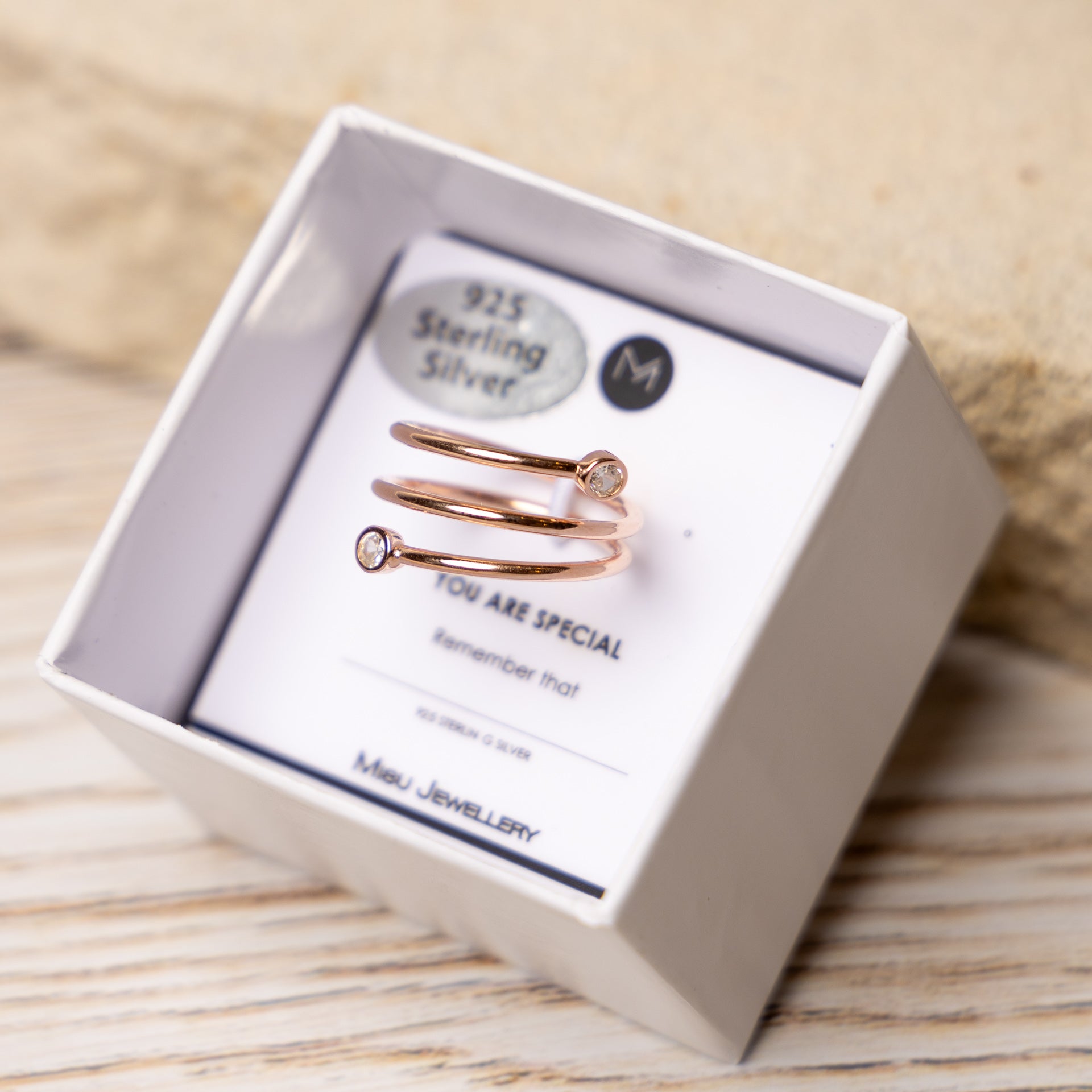 Sterling Silver / Rose Gold Twirl Adjustable Ring