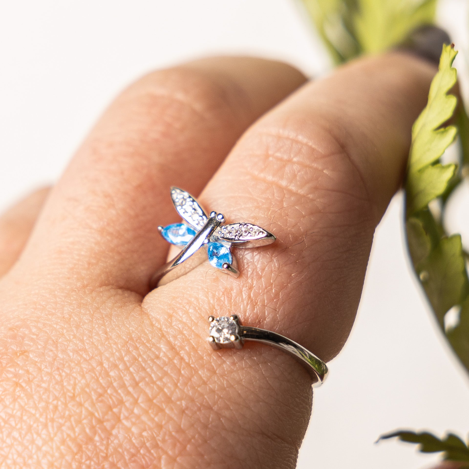 Sterling Silver Dragonfly Adjustable Ring