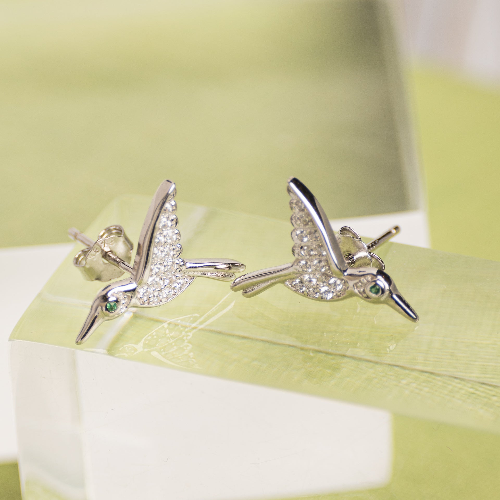 Sterling Silver Hummingbird Stud Earrings