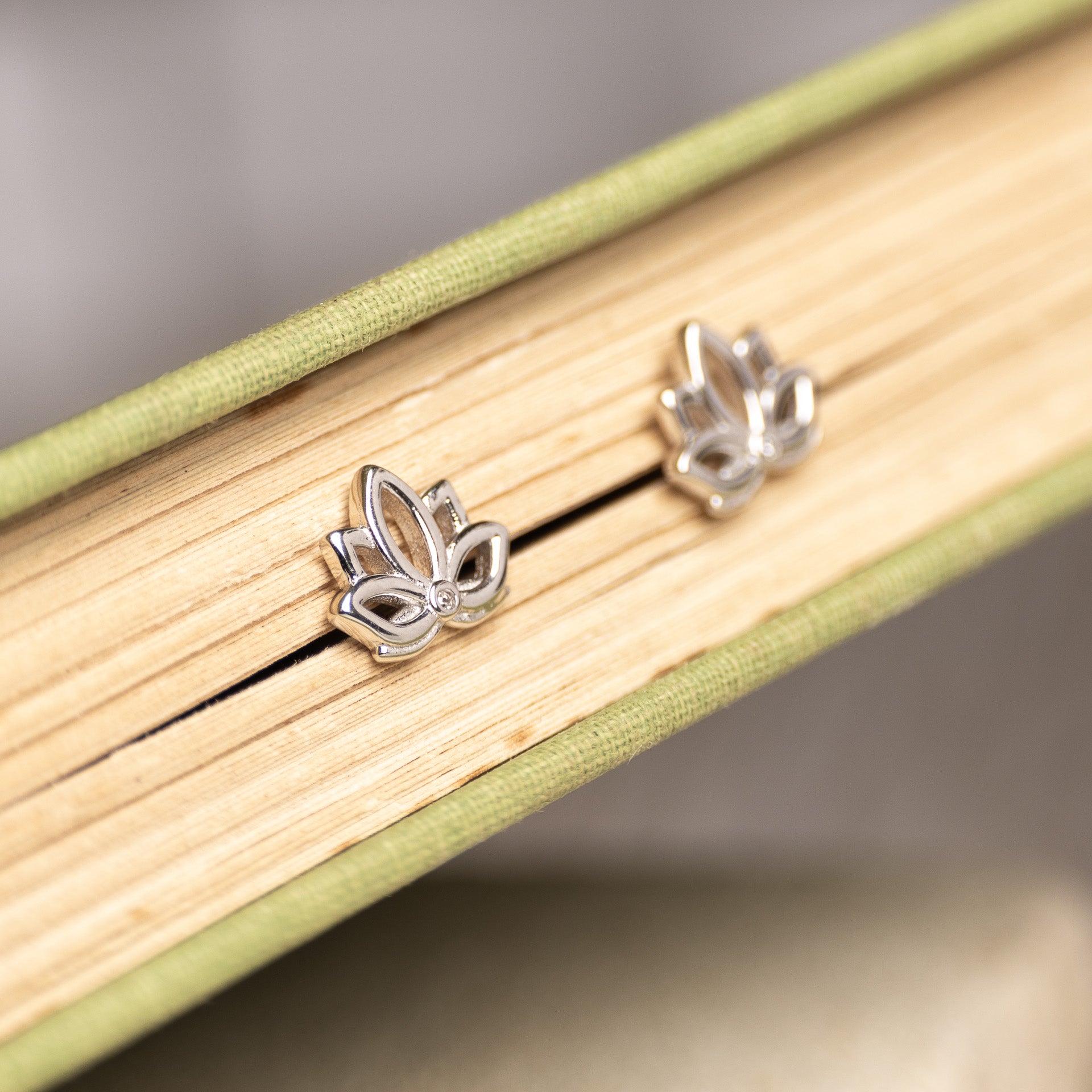 Sterling Silver Lotus Flower Stud Earrings