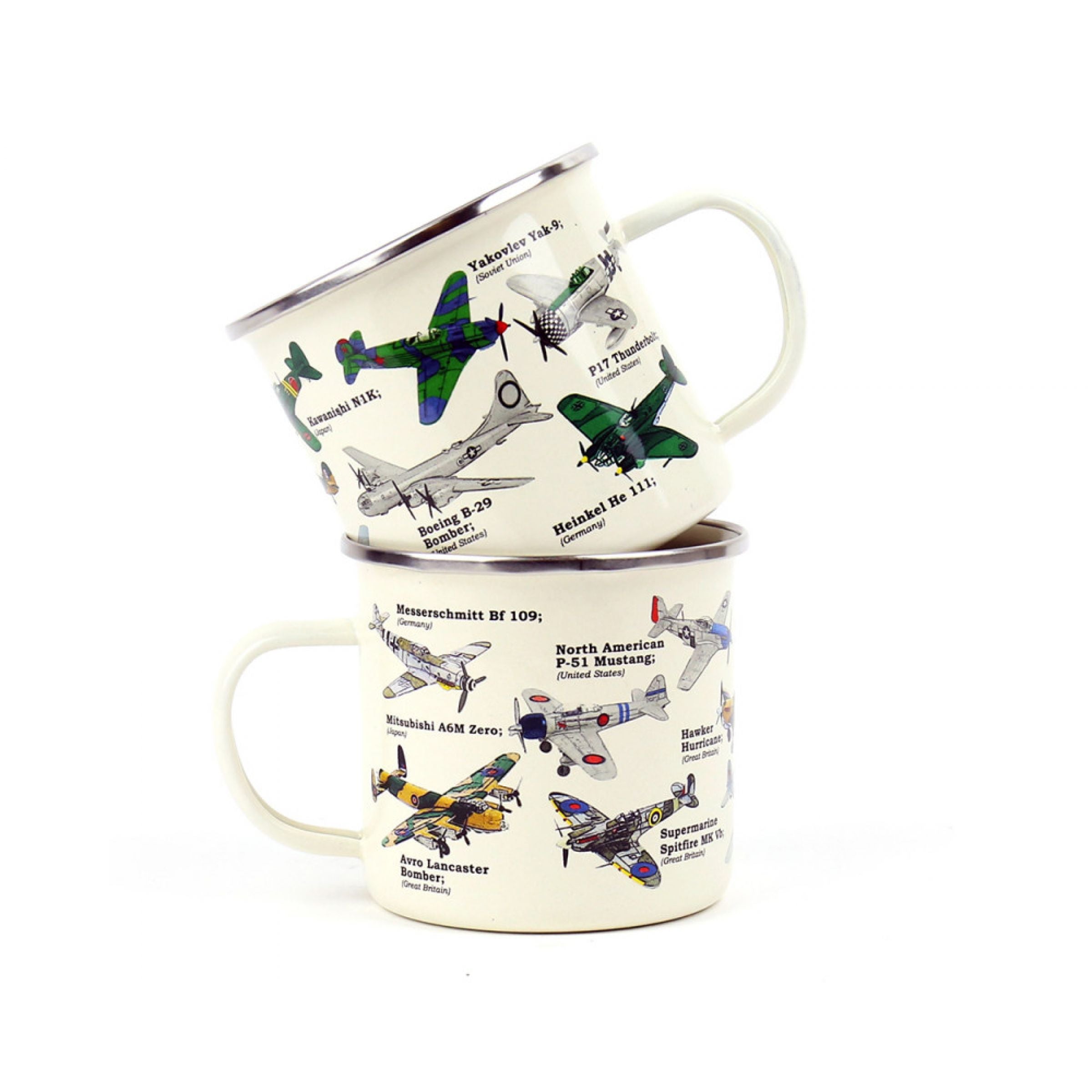 Enamel Mug with Aeroplane Design