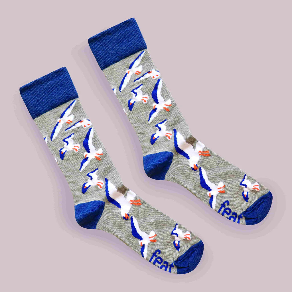 Men’s Grey "Guard Your Chips" Seagull Socks