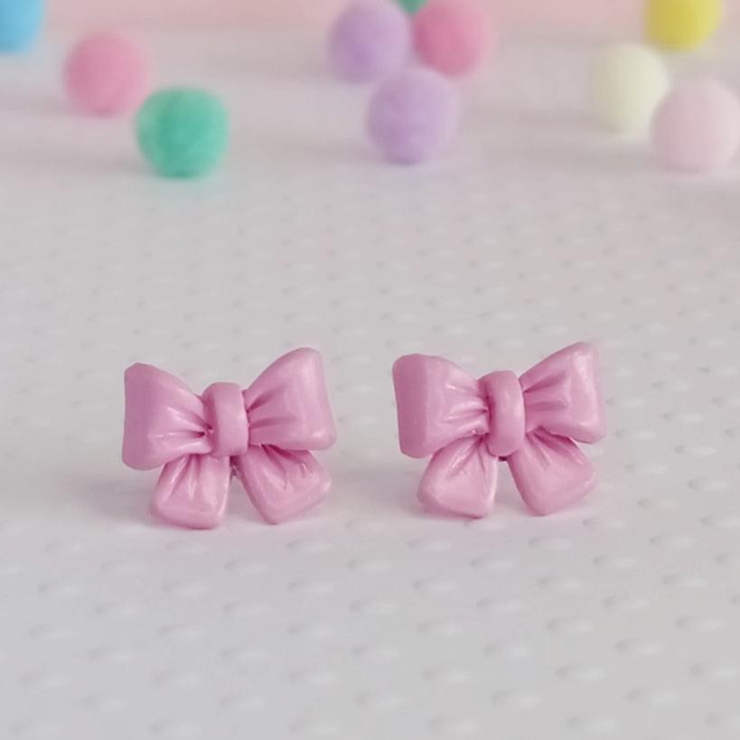 Pink Bow Stud Earrings