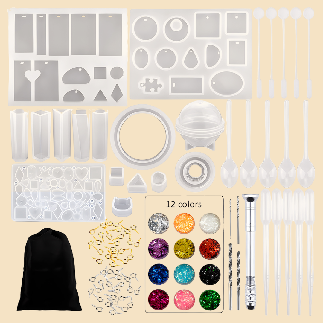 Silicone Moulds for DIY Resin Jewellery Making (94 piece starter kit)