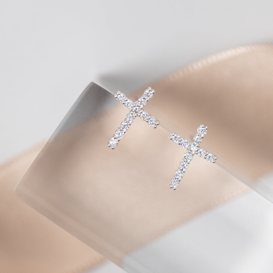 Diamanté Cross Earrings