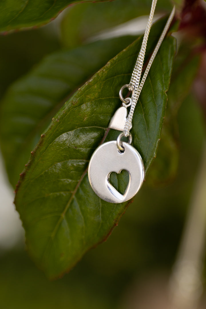 Sterling Silver Mother and Daughter Heart Necklace Set