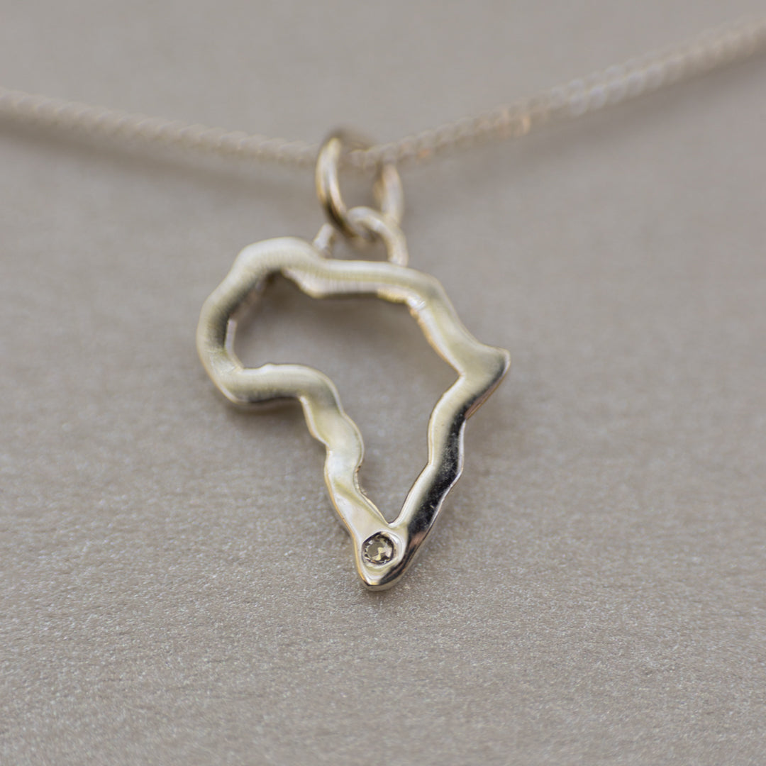 Sterling Silver Africa Pendant with Diamond