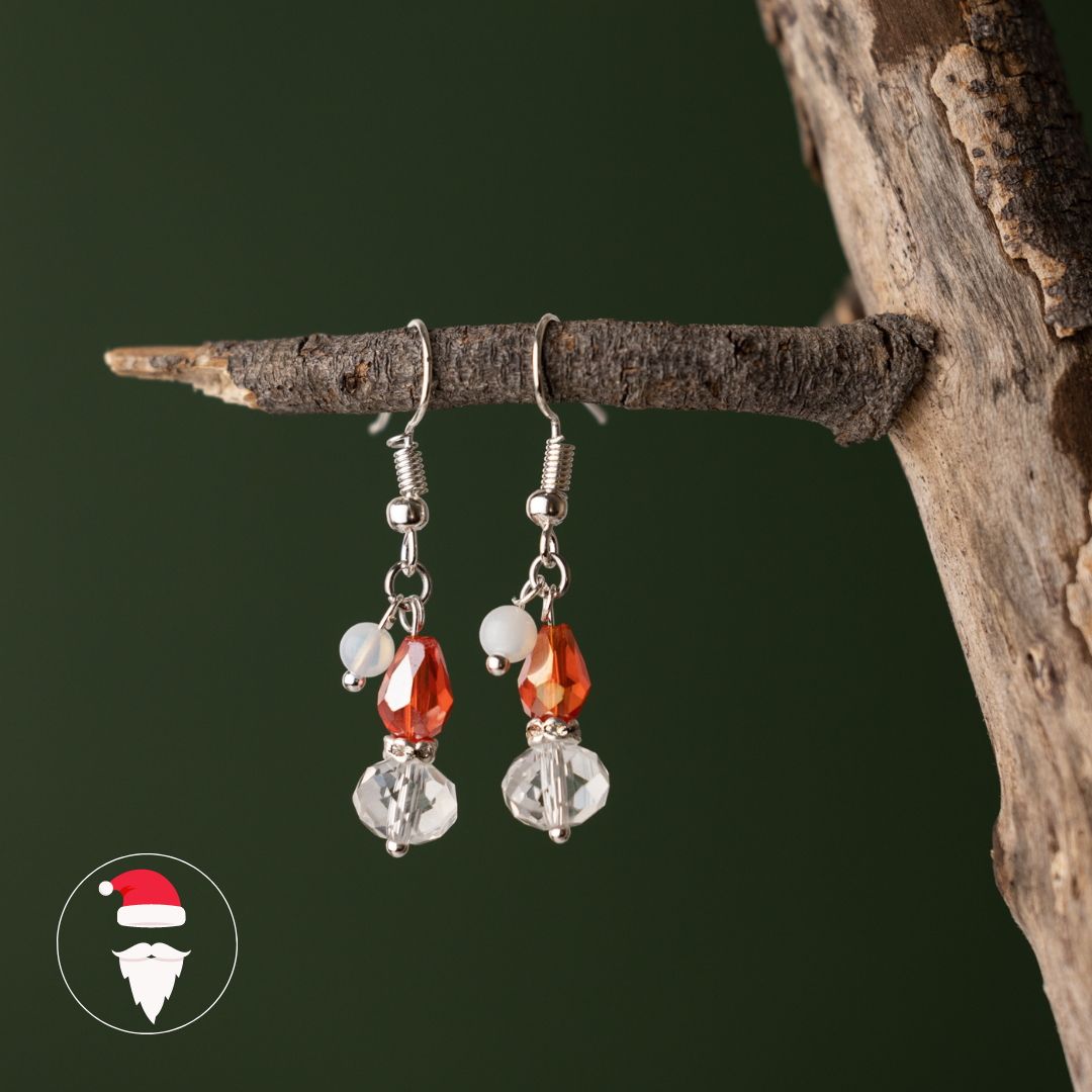 Christmas Minimalist Earrings with Glass Beads and Cubic Zirconia (assorted)
