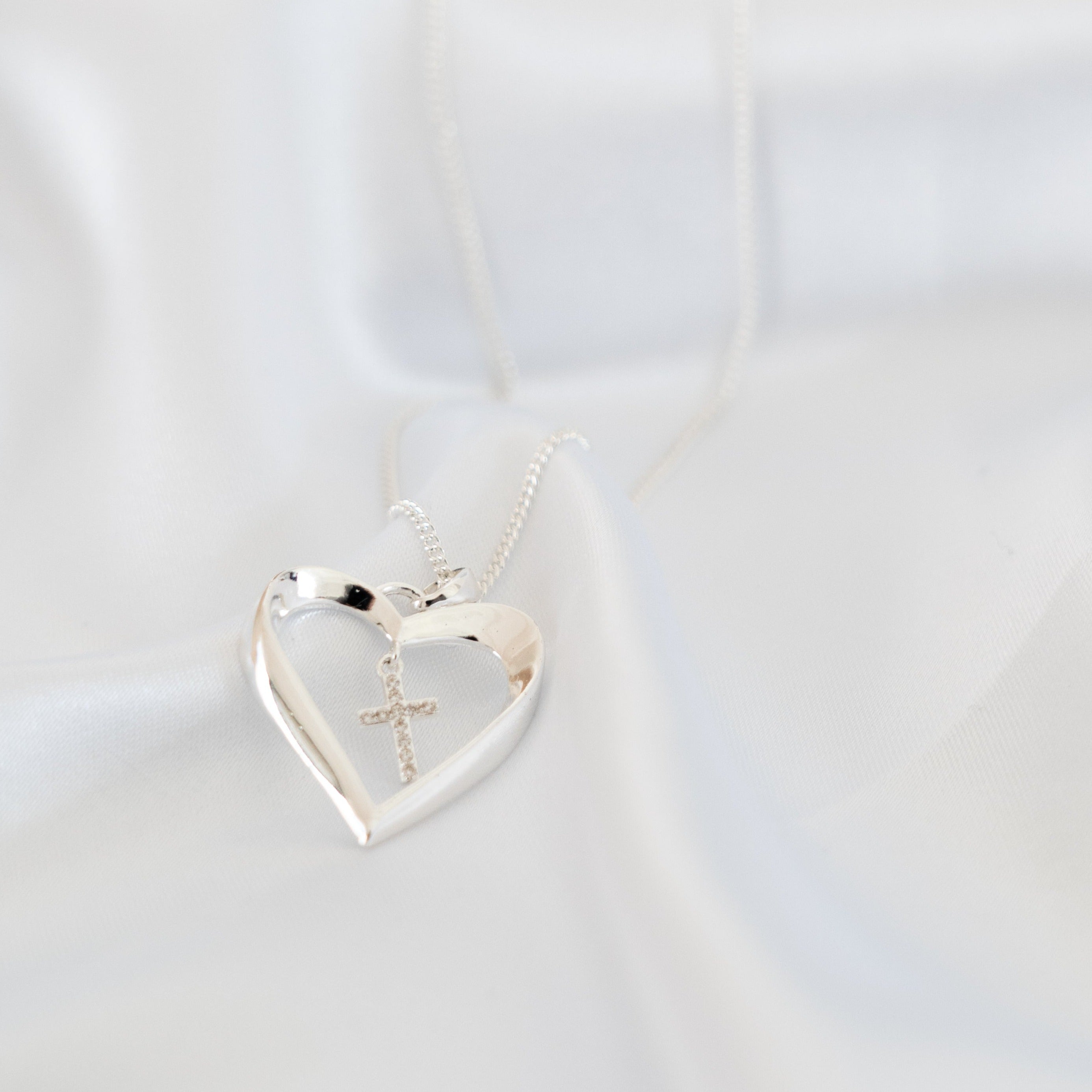 Heart with Dangly Cross Necklace