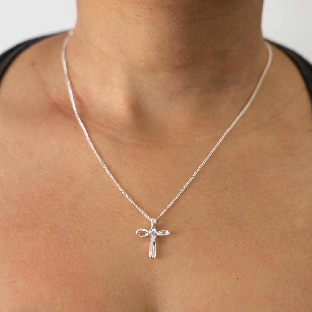 Diamanté Cross Necklace