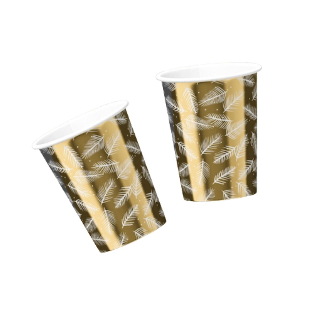 Gold Feather Paper Cups