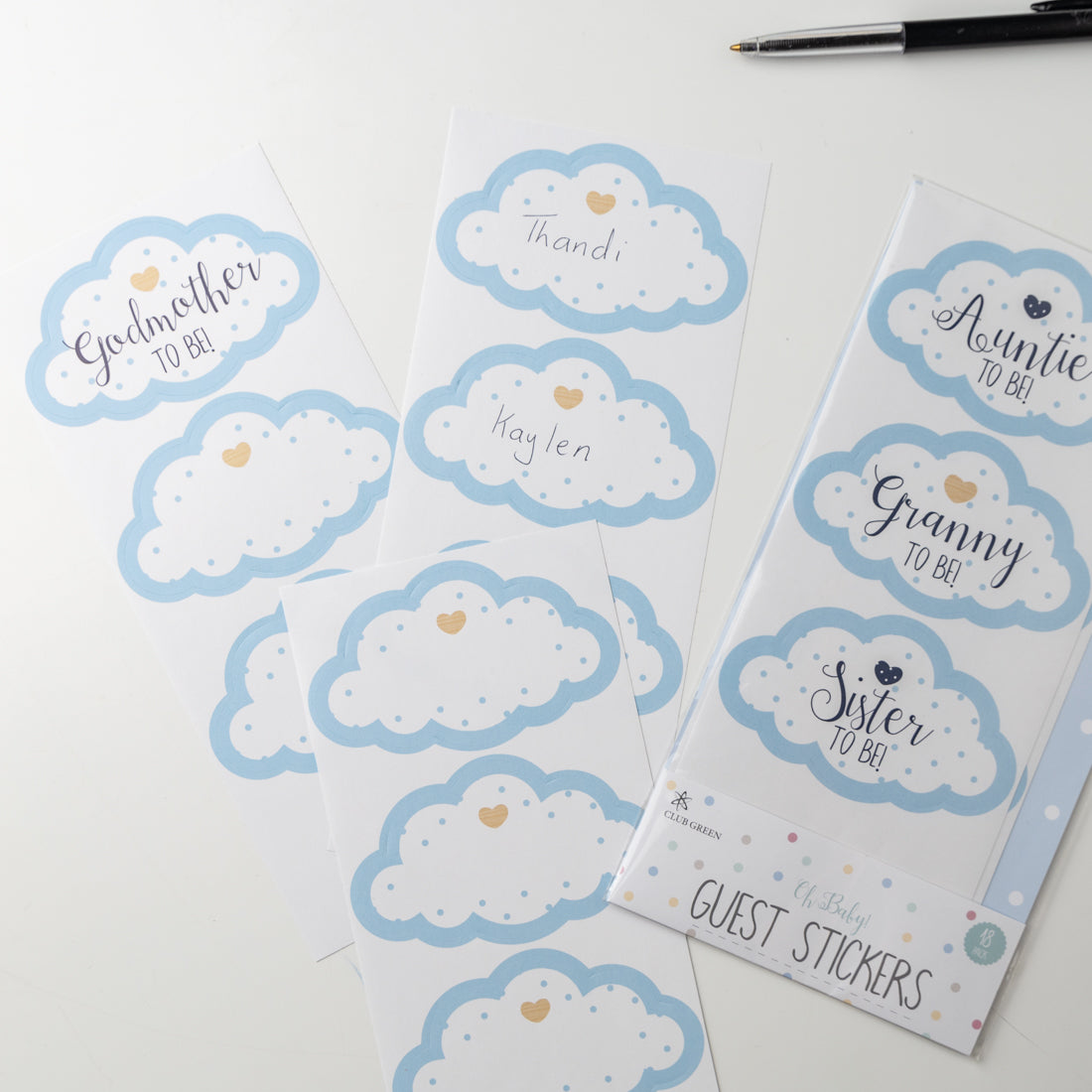Baby Shower Novelty Guest Stickers (pink/blue/green)