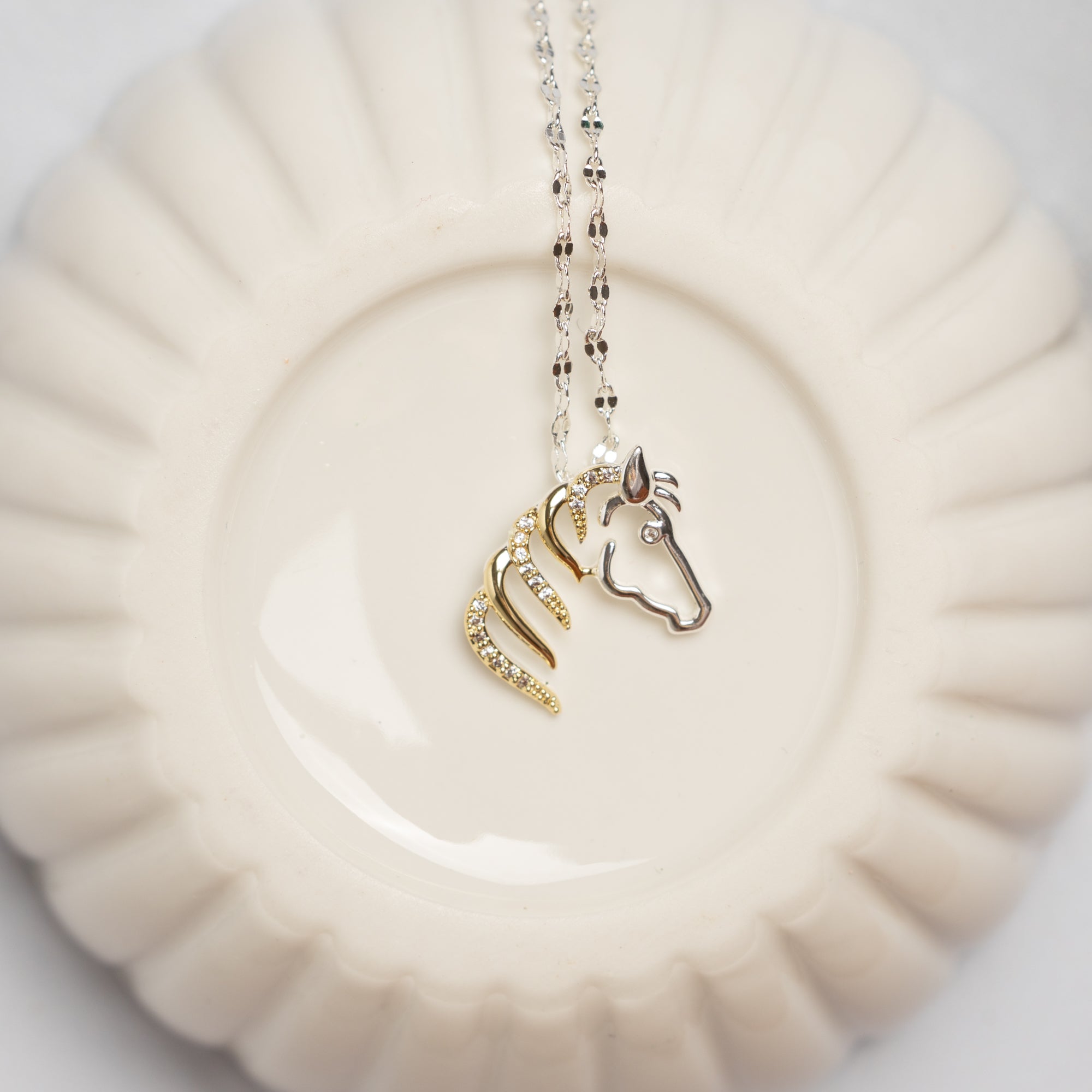 Silver & Gold Horse Head Necklace