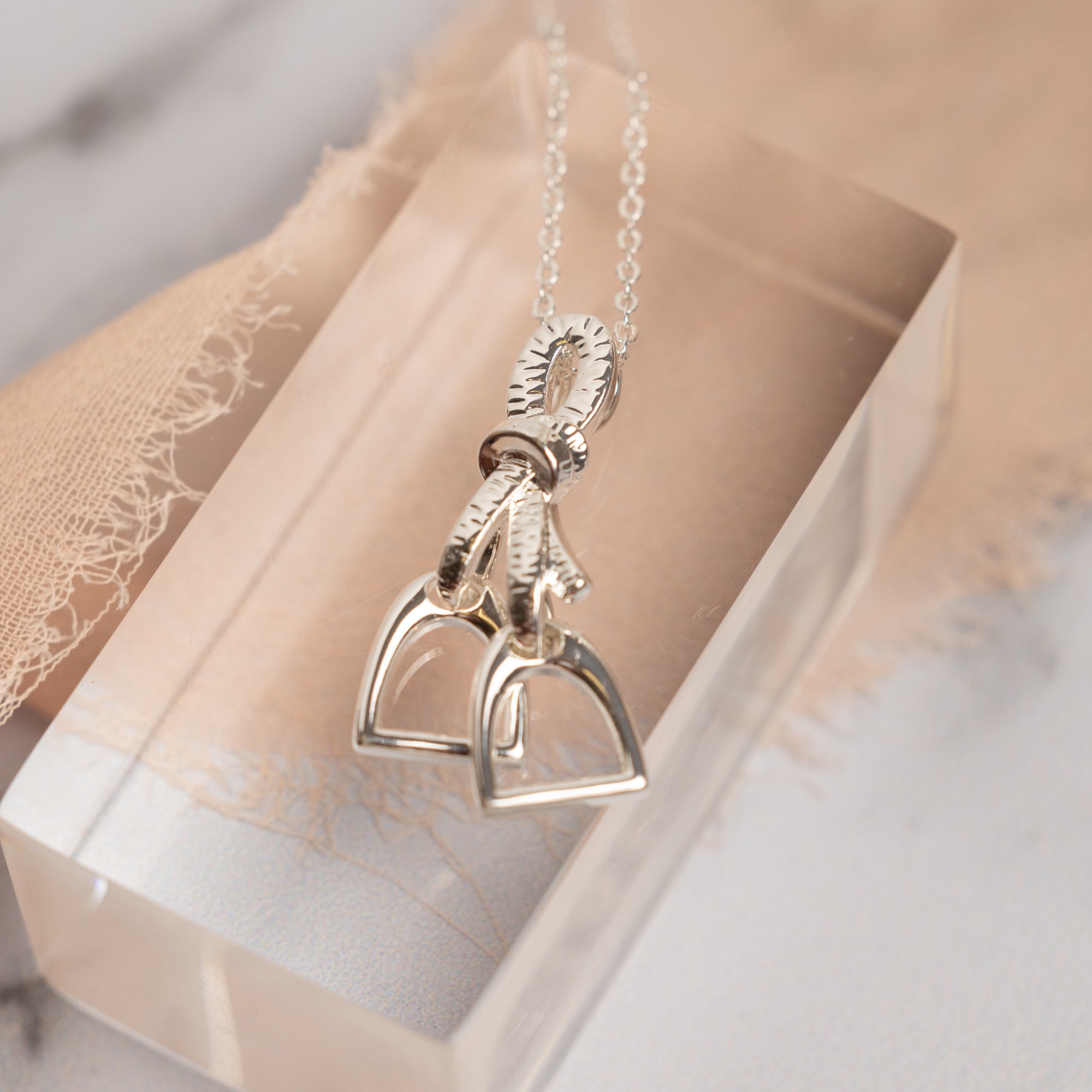 Silver Equestrian Stirrups Necklace