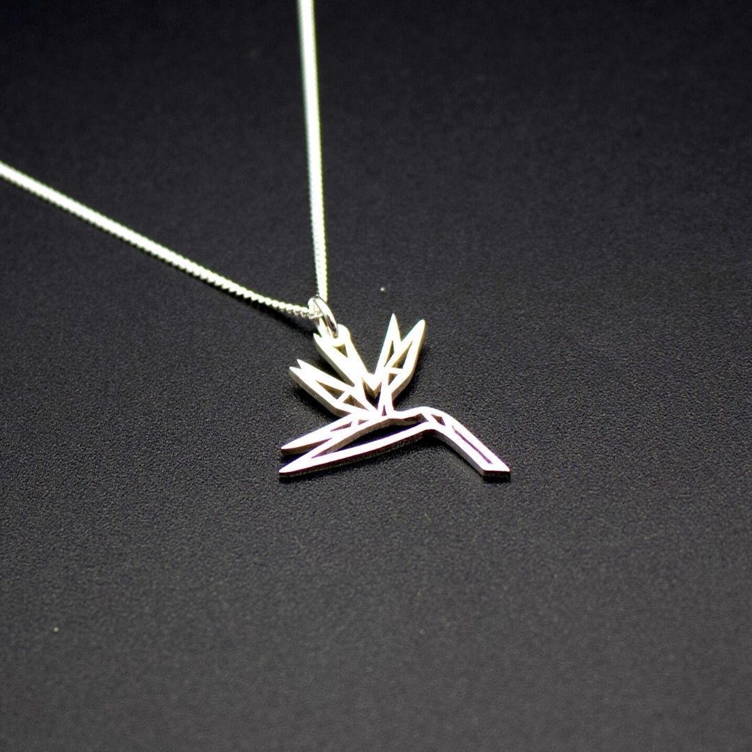 Sterling Silver Origami Strelitzia with Chain