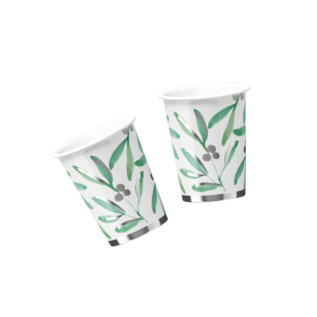 Silver Mistletoe Paper Cups