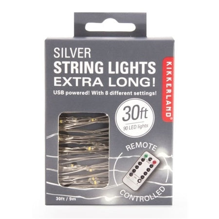 Extra Long Remote-Controlled Silver String Lights